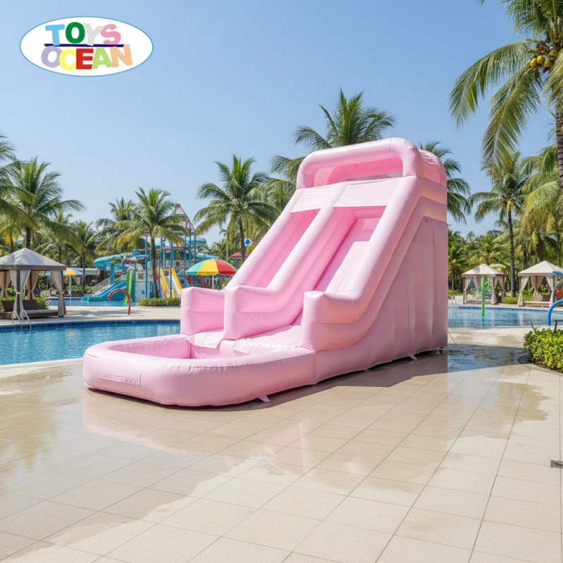 Water Slide Inflatable - Commerciële roze opblaasbare waterglijbaan met dubbele