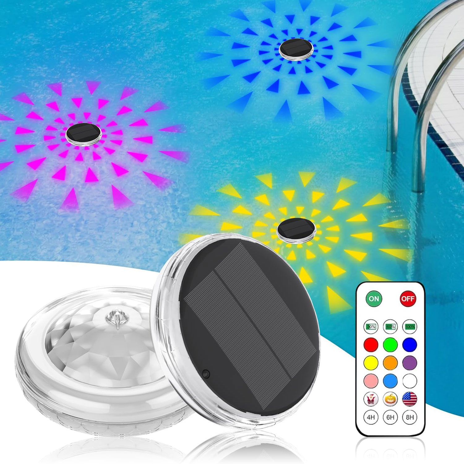 Pool Light Solar Rechargeable - Zwembadverlichting, oplaadbaar drijvend op zonne-energie, zwembadverlichting