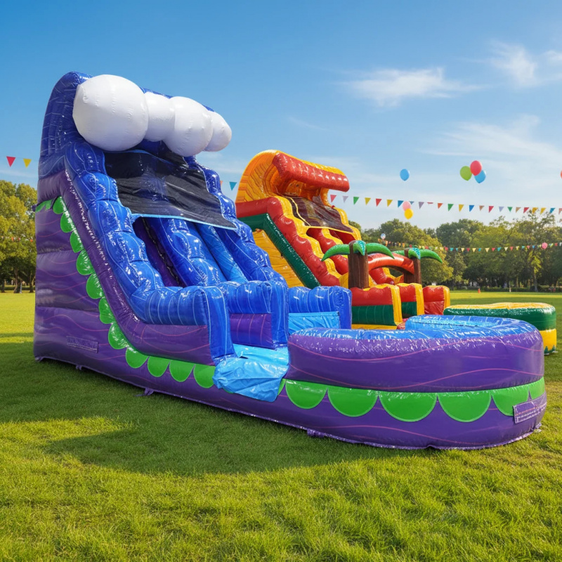 Water Slide Inflatable - Commerciële opblaasbare waterglijbaan met zwembad voor