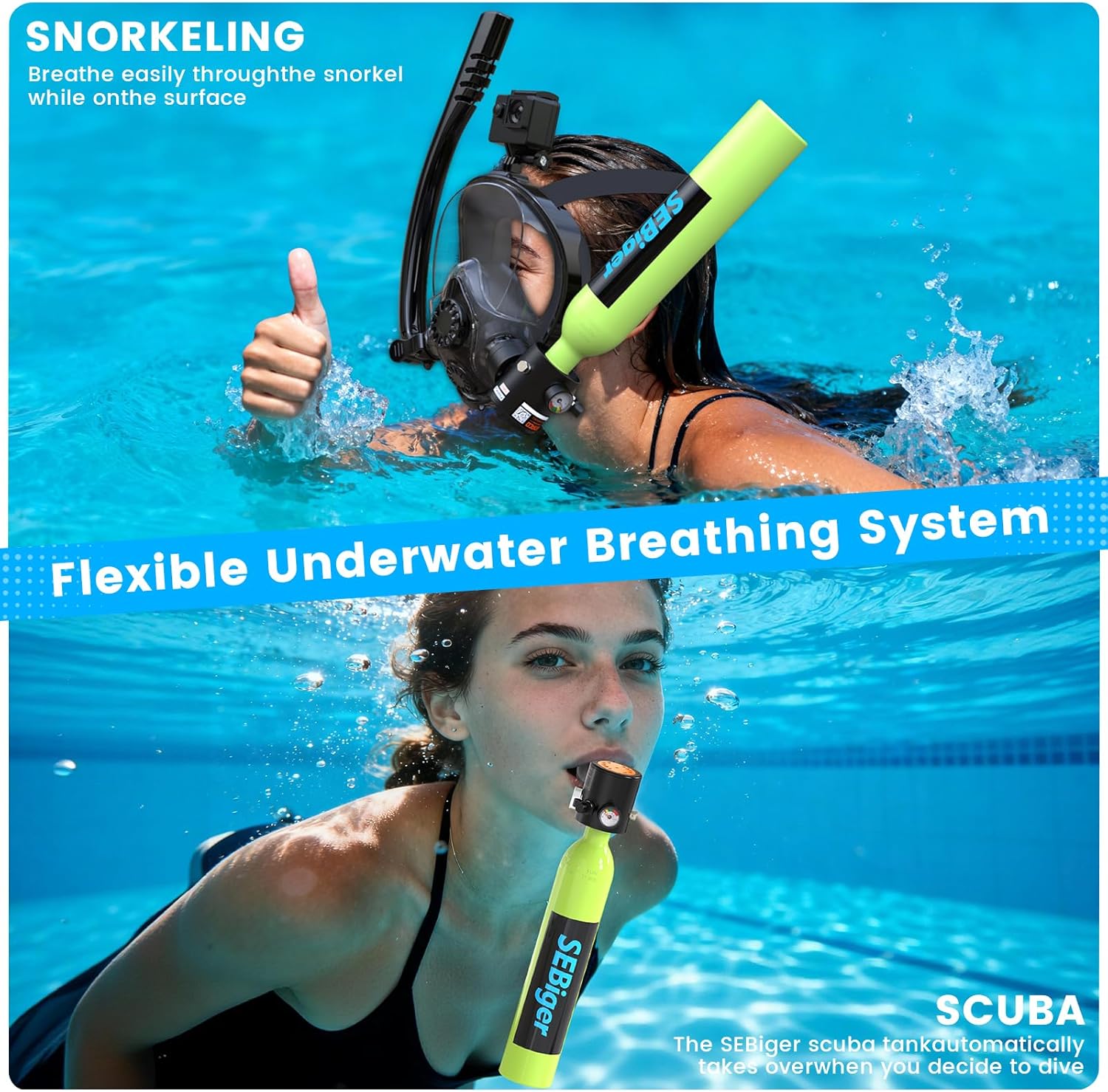 Mini duikfles 0,5L met full-fa - Snorkel Mask Full Face recensie en prijs